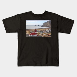 Icelandic Photographic Print of Church at Vik, Iceland Kids T-Shirt